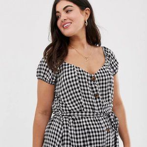 Brave Soul Bardot Dress: Gingham